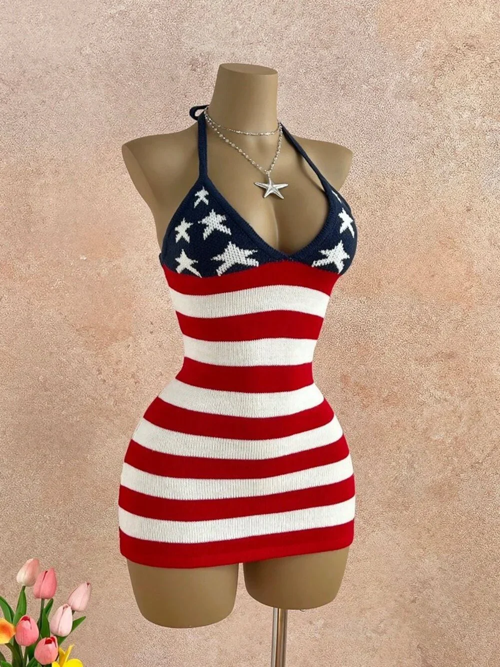 Multicolor American Flag Women's 4th of July MINI  Dress_5